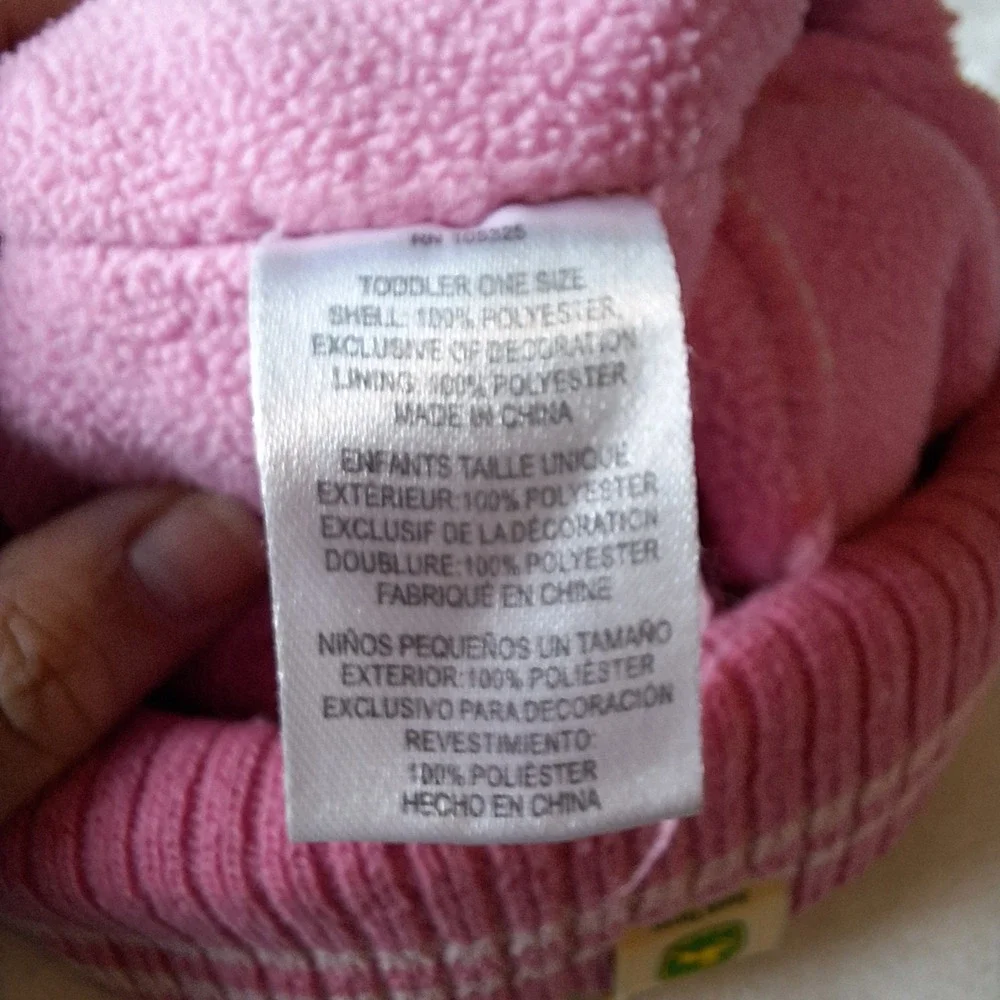 John Deere TODDLER‎ Pink Horse Pom Pom Knit Beanie Winter Hat